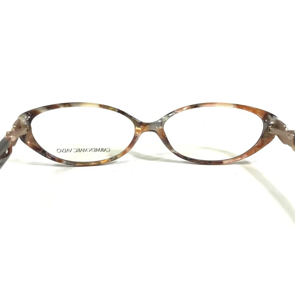 Carmen Marc Valvo Eyeglasses Frames Alexia 022 Chestnut Brown Round 53-14-140